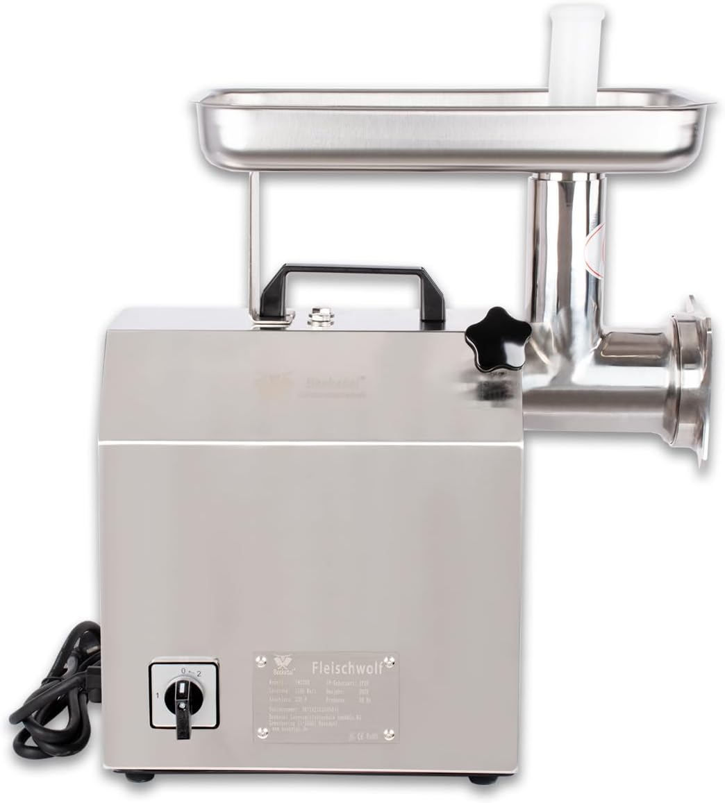 Beeketal 'FW220B' Profi Gastro Edelstahl Fleischwolf mit 220 kg/Std. Durchsatz, starkem 1100 Watt Mo