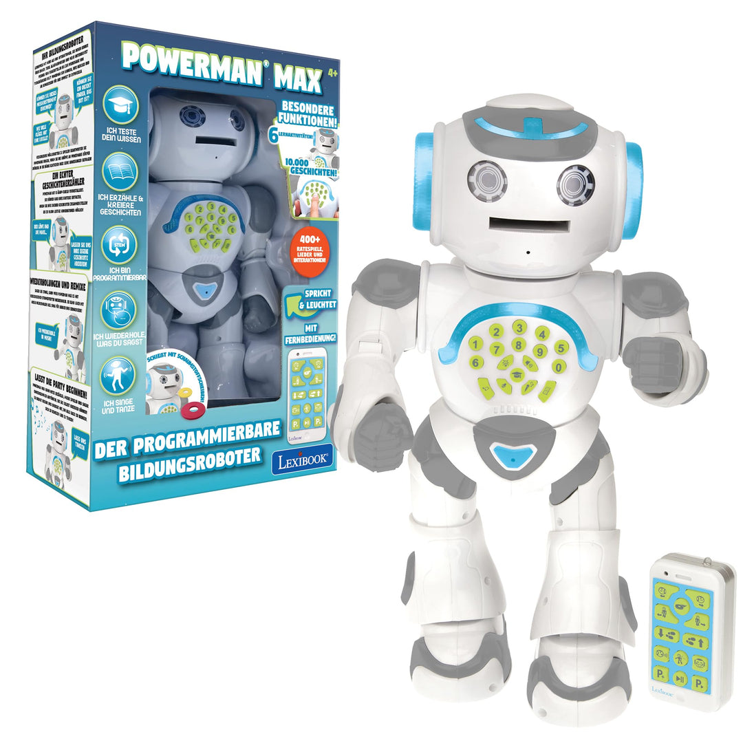 Lexibook Powerman Max, Fernbedienung Gehen Sprechender Spielzeugroboter, STEM Programmierbare, Tänze