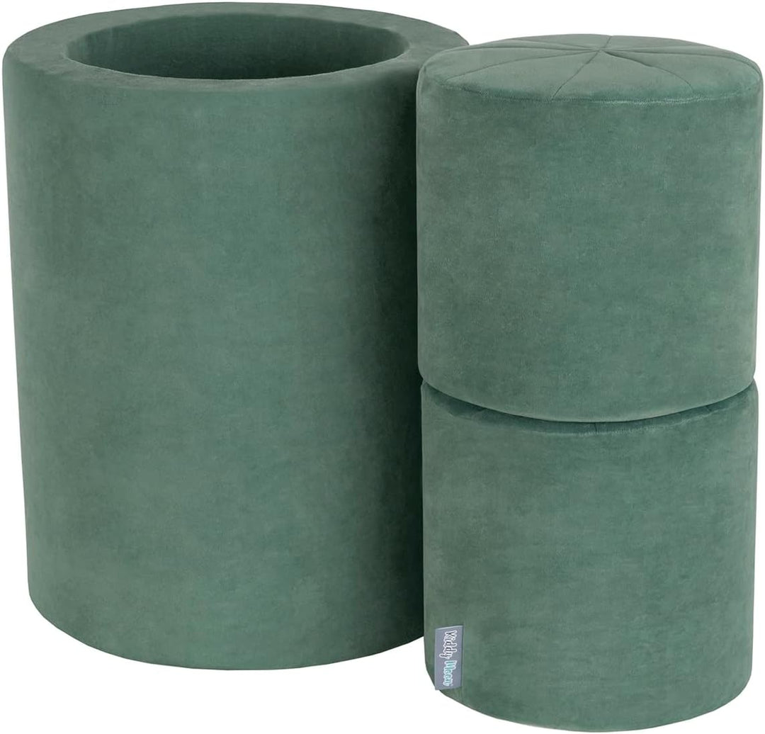 KiddyMoon Spielplatz Velvet Aus Schaumstoff Für Babys Spielbad Hindernisläufen, Fass/Puff/Puff, Wald