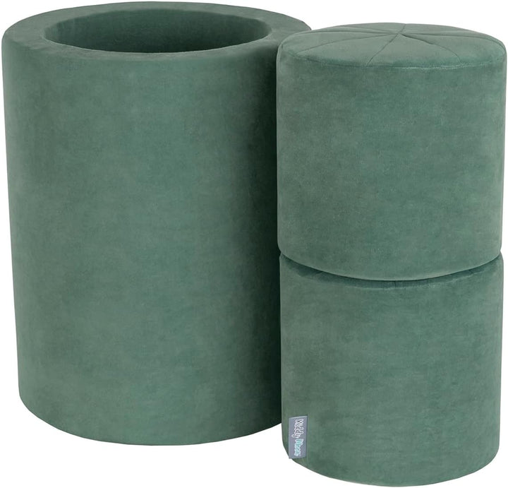 KiddyMoon Spielplatz Velvet Aus Schaumstoff Für Babys Spielbad Hindernisläufen, Fass/Puff/Puff, Wald