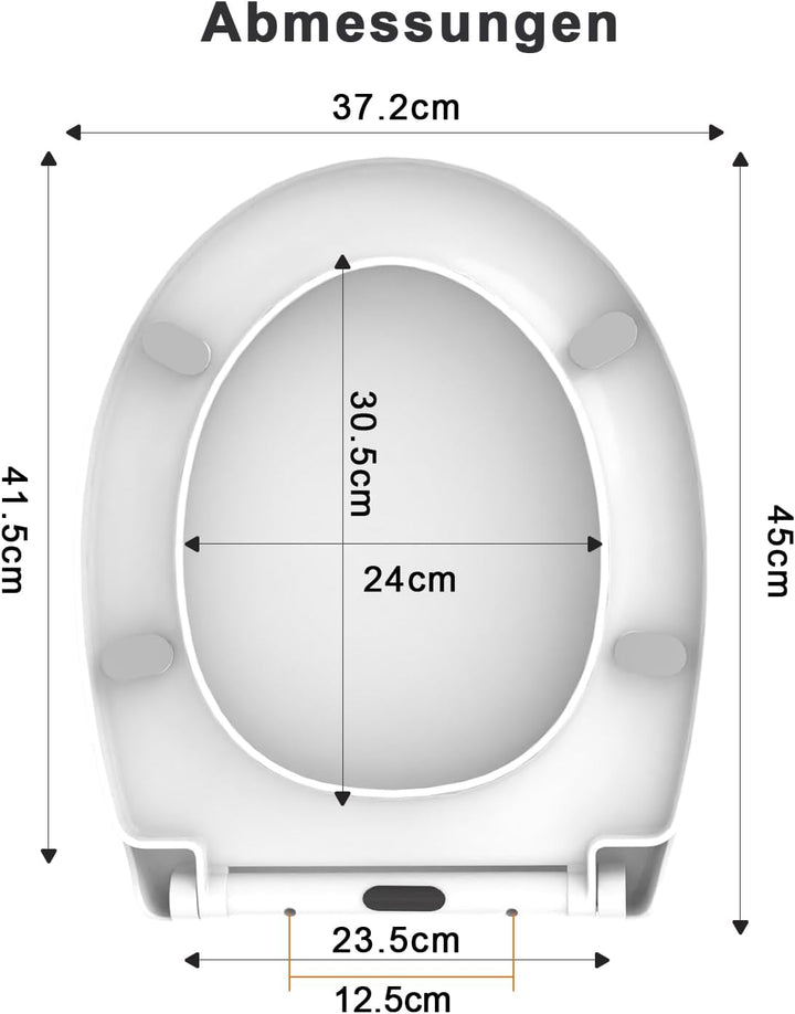 Surfou WC Sitz Mit Absenkautomatik, Toilettendeckel Weiss Oval Toilettenbrille Klodeckel Klo Deckel,