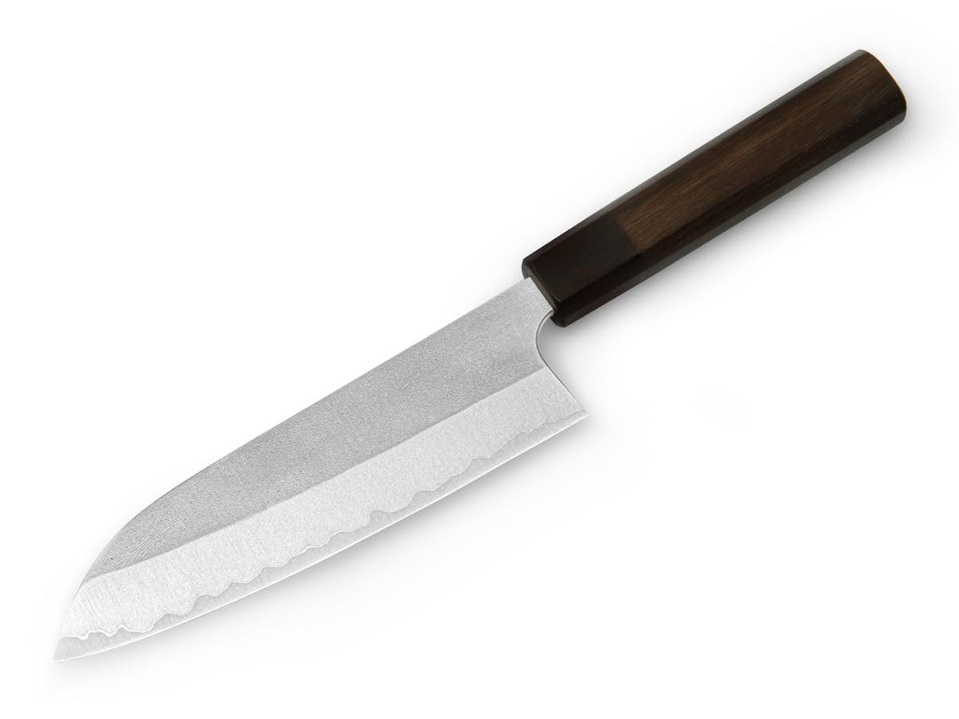 Profi SANTOKU Koch-Messer Yoshimi Kato Nashiji. Klingen-Länge 17cm. Aogami super, 3 Lagen, hand-gesc
