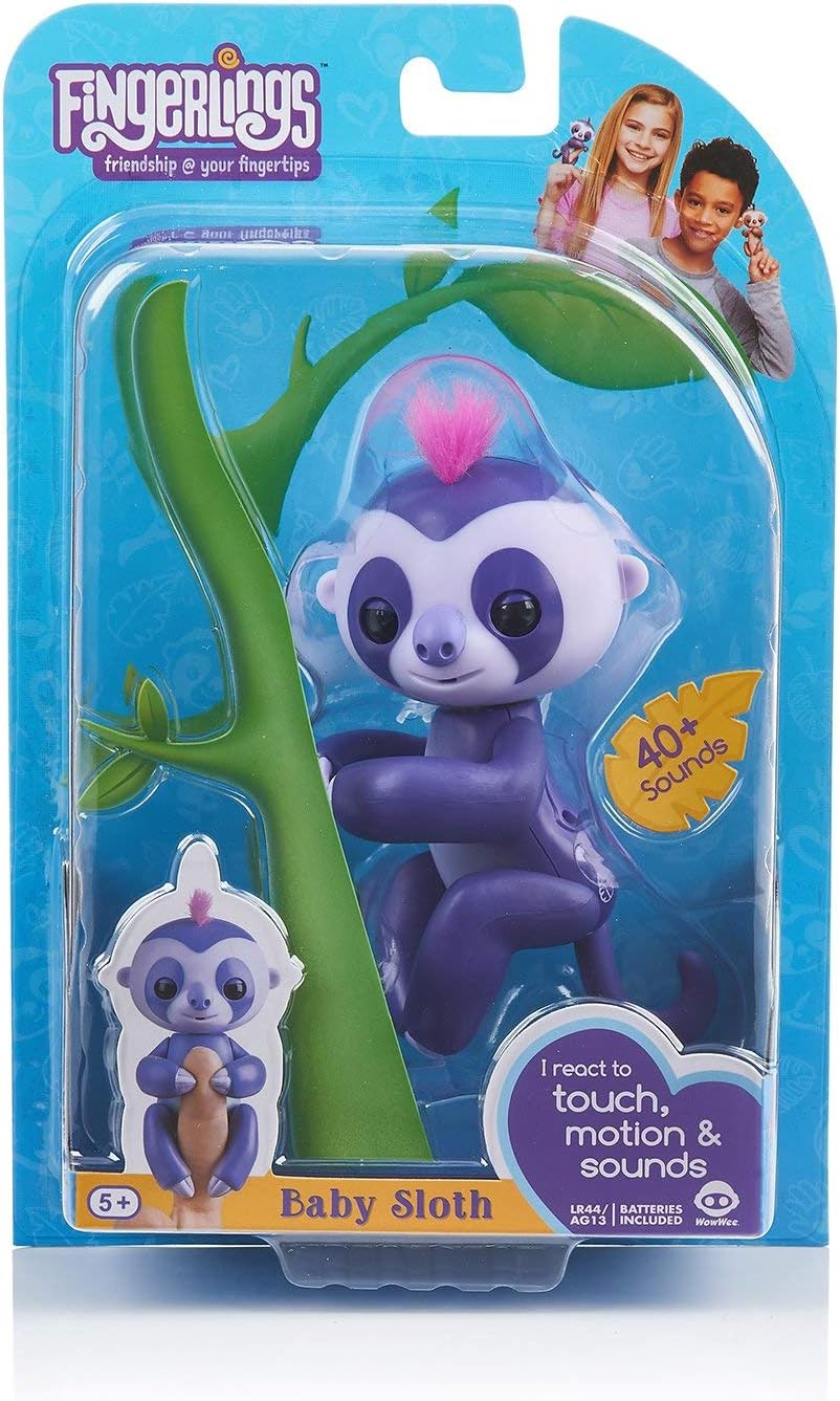 Fingerlings Faultier lila Marge 3752 interaktives Spielzeug, reagiert auf Geräusche, Bewegungen und