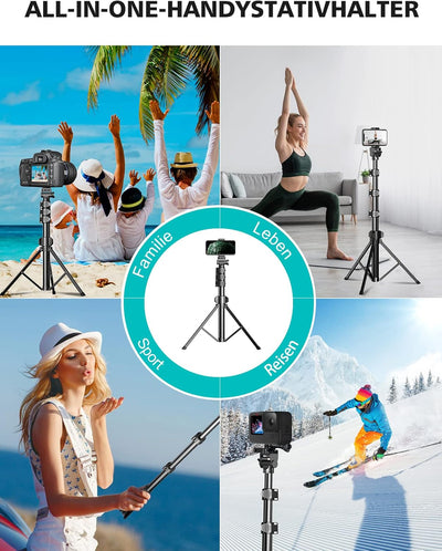 CIRYCASE 142cm Handy Stativ, Erweiterbarer All-in-One Selfie Stick Stativ mit Bluetooth Fernbedienun