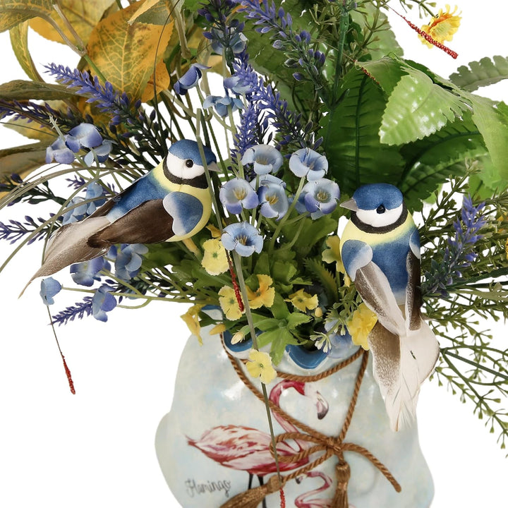 Künstlicher Vogel für Dekoration Frühling Ornament Baum 12er Set mit Clip Weihnachten und Hochzeit D