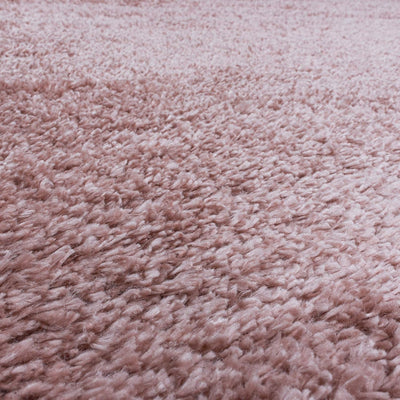 HomebyHome Teppich Wohnzimmer Hochflor Shaggy 50 mm Florhöhe Rosa 80x250 cm - Teppich Schlafzimmer L