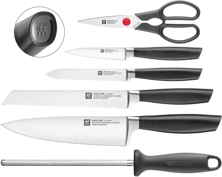 ZWILLING All * Star Messerblockset 7-tlg, Küchenmesser Kochmesser Schwarz