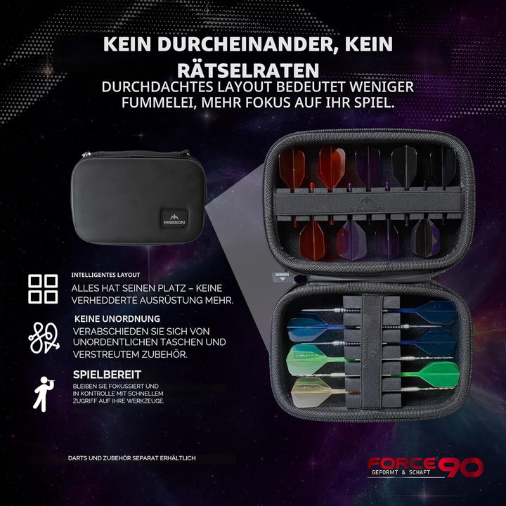 Mission | Force 90 | Eva Case | Schwarz | Starker Schutz | Darttasche/Aufbewahrungsetui