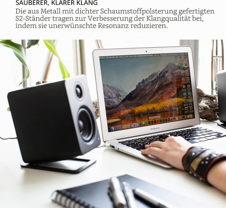 Kanto S2 Tilted Desktop Speaker Stands for Small Speakers & Compact 2”-3” Studio Monitors | Supports