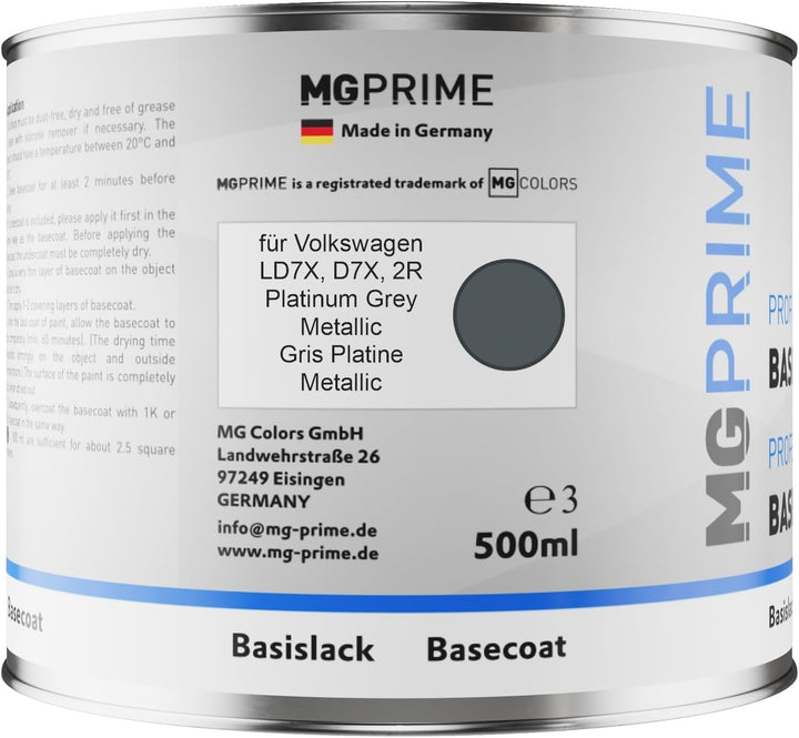 MG PRIME Autolack Set Dose spritzfertig für Volkswagen VW LD7X / D7X / 2R Platinum Grey Metallic/Gri