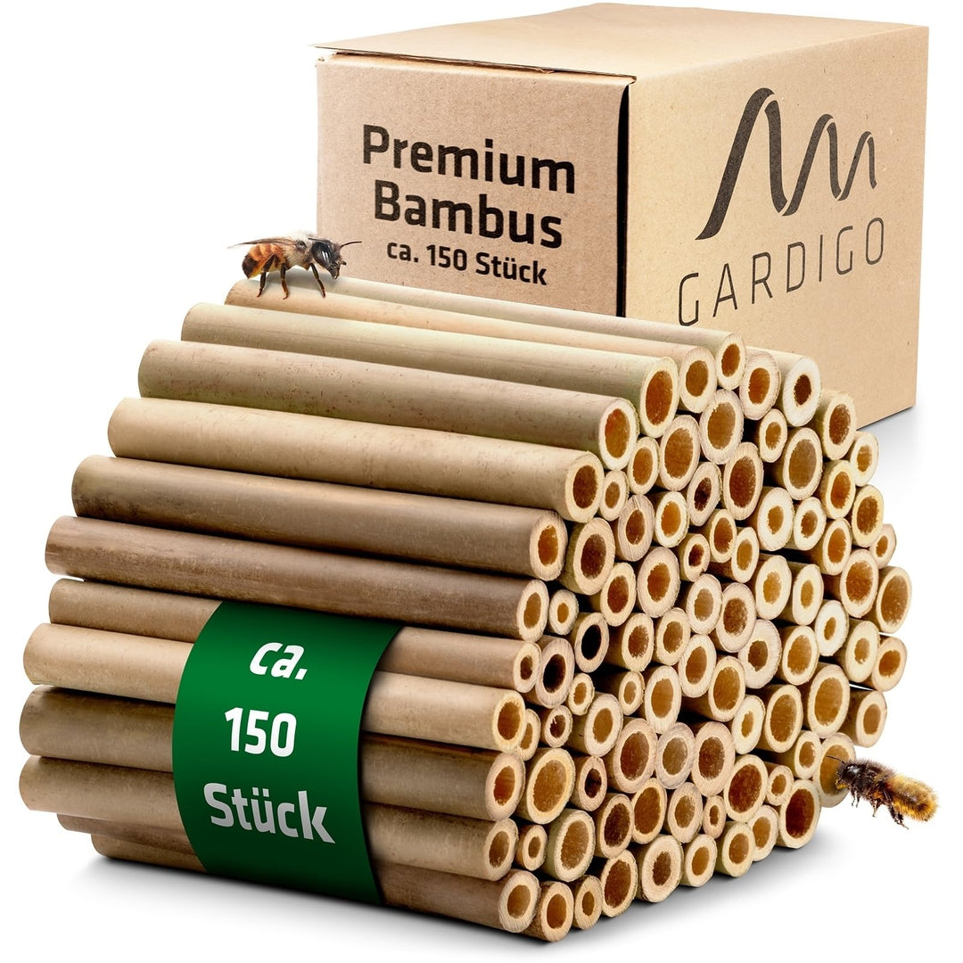 GARDIGO® Bambusröhrchen Premium für Insektenhotel - 150 Stück | Premium Bambus Niströhren für Wildbi