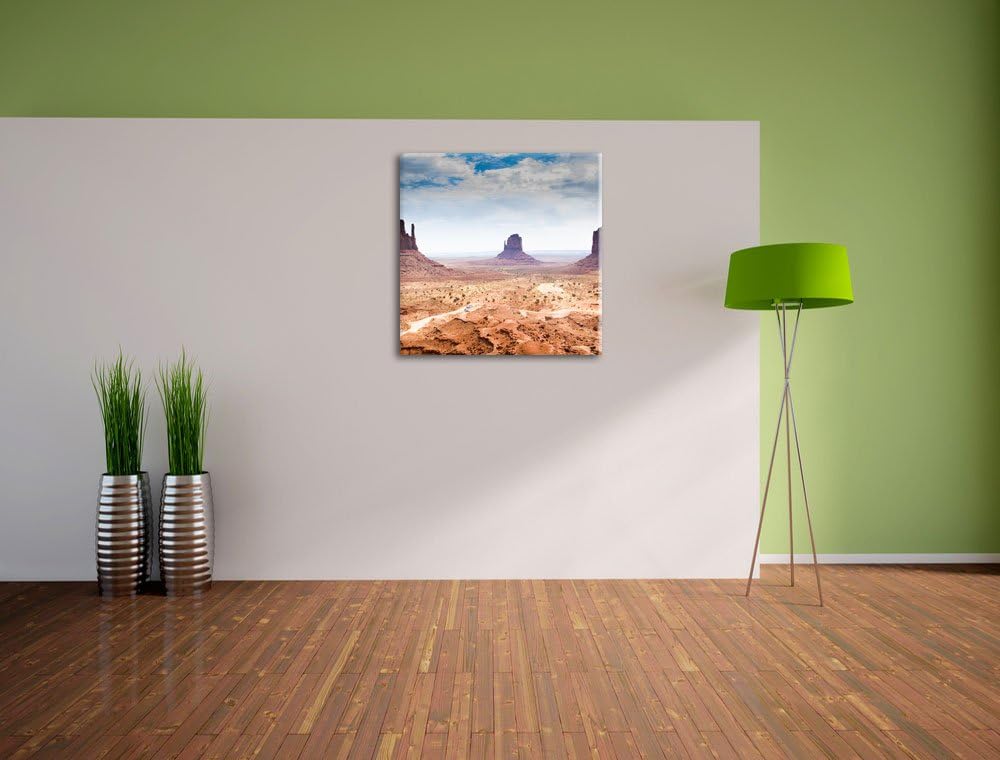 Monument Valley USA, Format: 70x70 auf Leinwand, XXL riesige Bilder fertig gerahmt mit Keilrahmen, K
