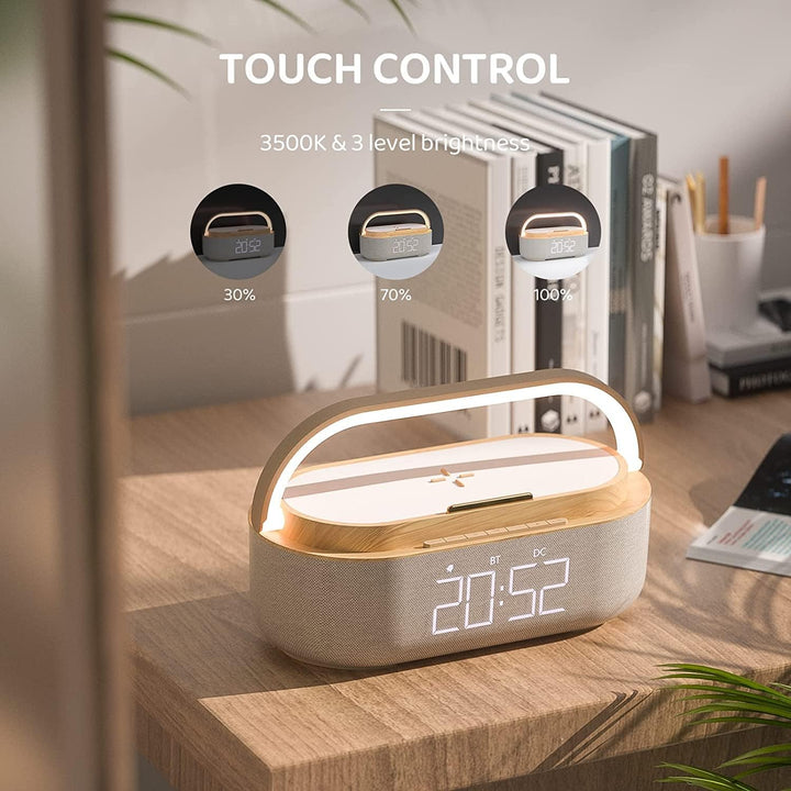 COLSUR Radiowecker Digital mit Wireless Charger, Bluetooth Lautsprecher mit USB-Ladegerät, Smart Wec