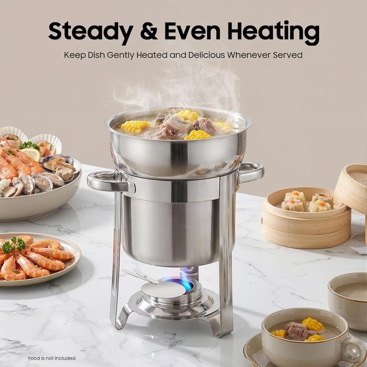 7L Edelstahl Chafing Dish, Wärmebehälter mit Handgriff & Deckel, Speisewärmer Warmhalteplatte Suppen