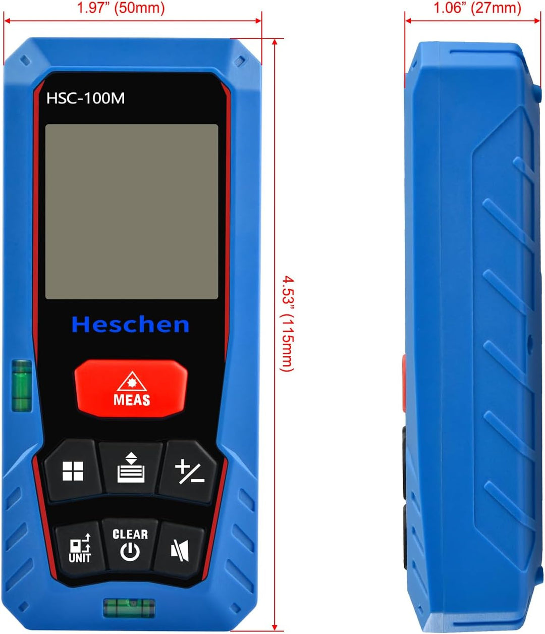 Heschen Laser Entfernungsmesser, mit 2 Wasserwaagen, tragbarer Laser-entfernungsmesser digitaler ent