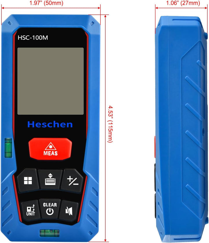 Heschen Laser Entfernungsmesser, mit 2 Wasserwaagen, tragbarer Laser-entfernungsmesser digitaler ent