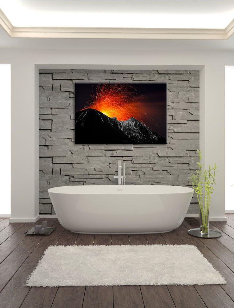 Dark spektakulärer Vulkanausbruch schwarz/weiss Format: 100x70auf Leinwand, XXL riesige Bilder ferti