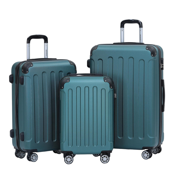 BEIBYE Hartschalen-Koffer Trolley Rollkoffer Reisekoffer Handgepäck 4 Rollen (M-L-XL-Set) (Dunkelgru