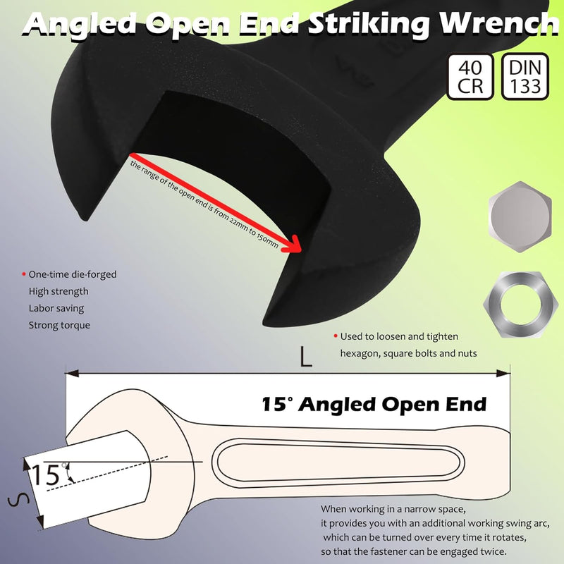 WEDO Jumbo Striking Open End Wrench, One-time Die Forged, Strong Torque, High Strength, 40 Chrome St