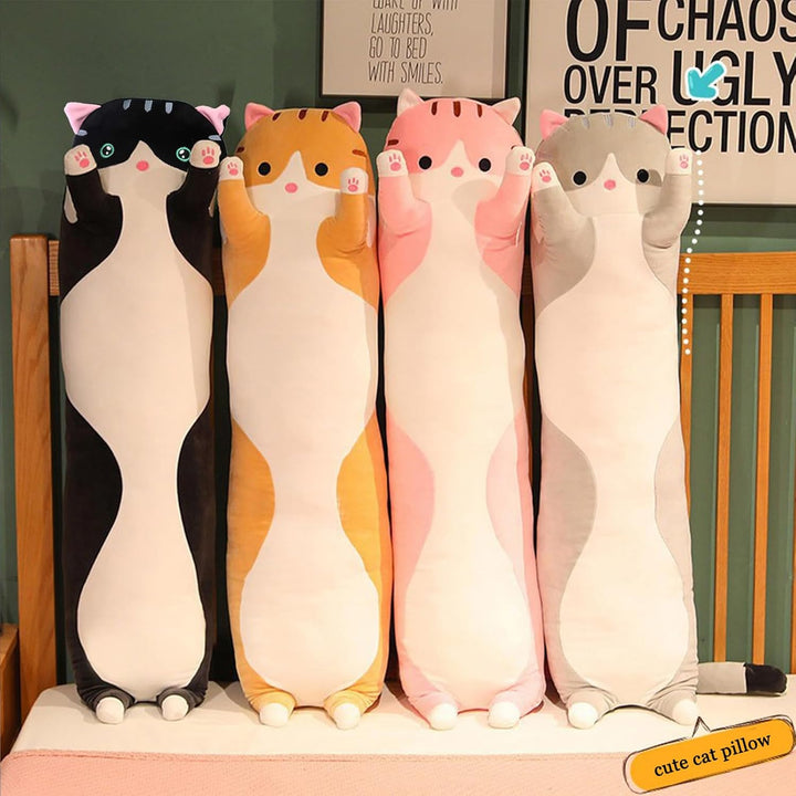 Lange Katze Kuscheltier Stofftiere Katzen Plüsch Kisse Süsse Kätzchen Plüschtier Schlafkissen,Weiche