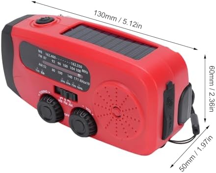Garosa Notfall-Kurbelradio, 2000 MAh, Solar-Powerbank mit LED-Taschenlampe und NOAA-Wetterwarnung fü