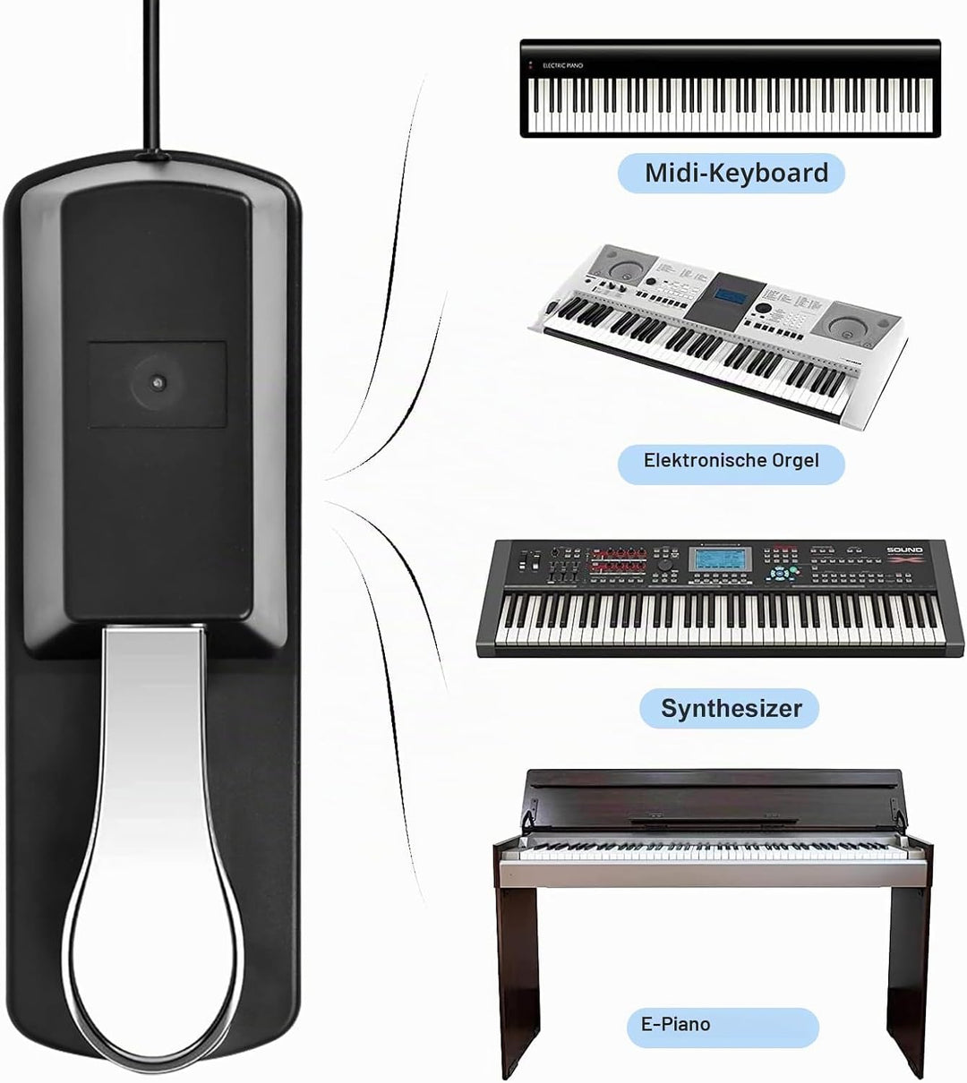 Pédale de Sustain Universelle pour Clavier de Piano, Pédale de Sustain Adaptée pour Synthétiseur de