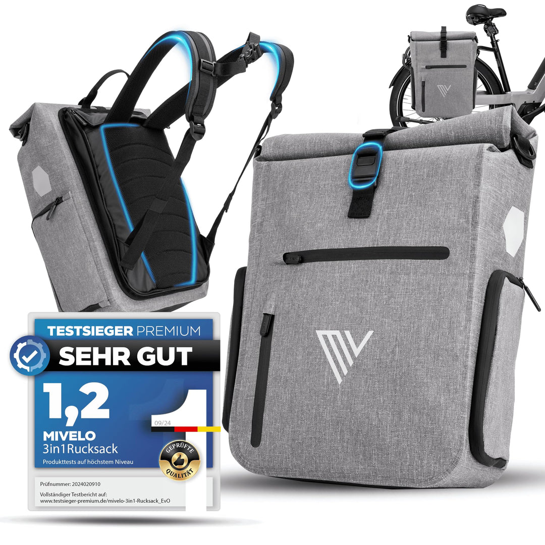 MIVELO 3in1 Fahrradtasche für Gepäckträger I Rucksack &amp; Gepäckträgertasche hinten - in 15 Sekunden u