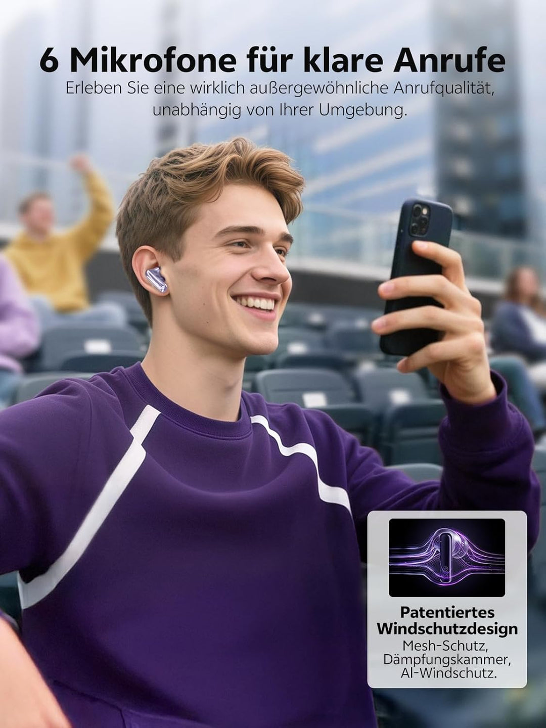QCY MeloBuds N70 Bluetooth Kopfhörer mit Adaptive Hybride Geräuschunterdrückung,-56dB Noise Cancelli