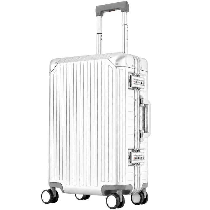 Travelhouse 100% Aluminium Handgepäck Koffer Tokyo 55cm- Mit 2X TSA und 4 Silent Move Doppelrollen V