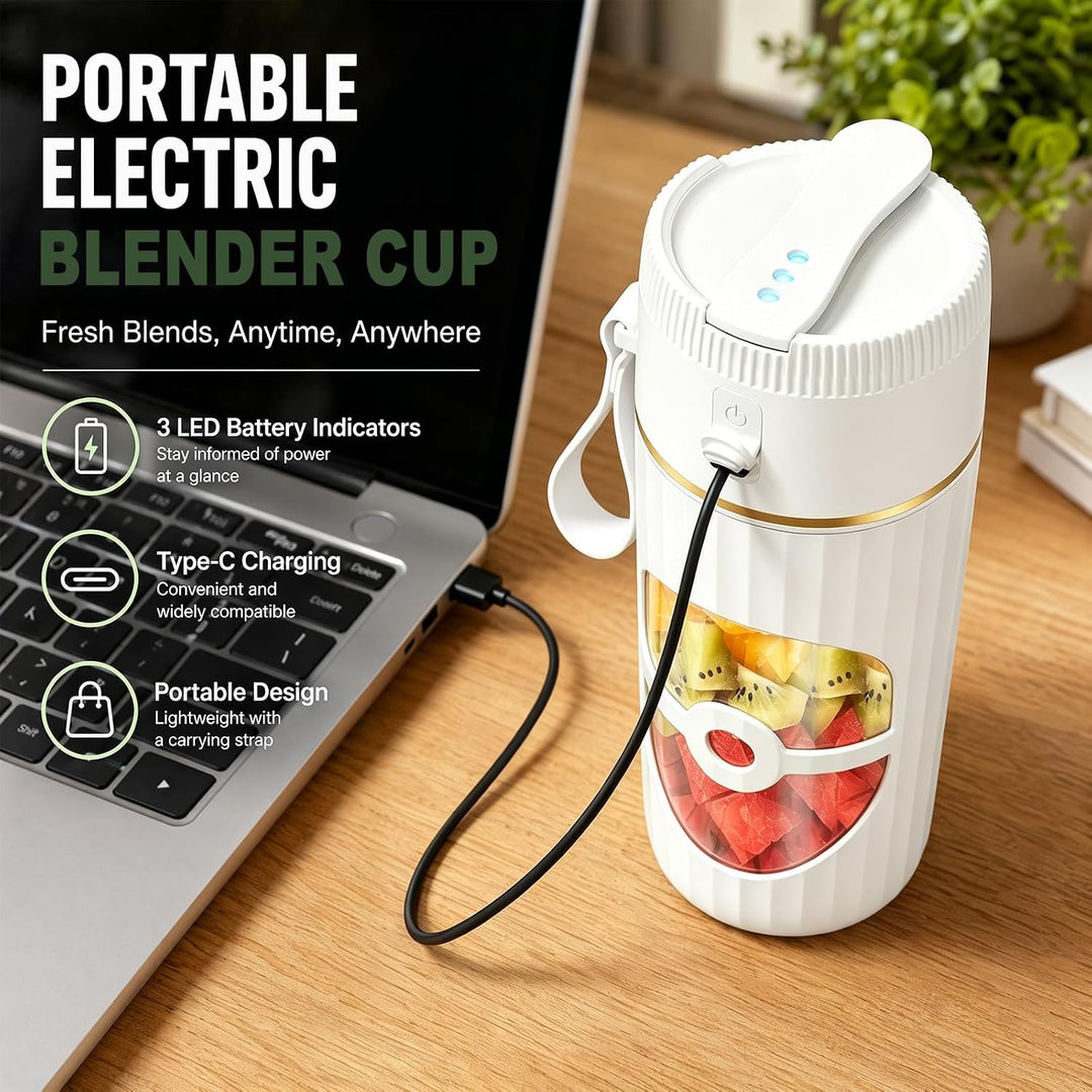 Tragbarer Mixer, 400 ml Kleiner Mixer Smoothie, Mini-Standmixer mit 10 Edelstahlklingen, Maker To Go
