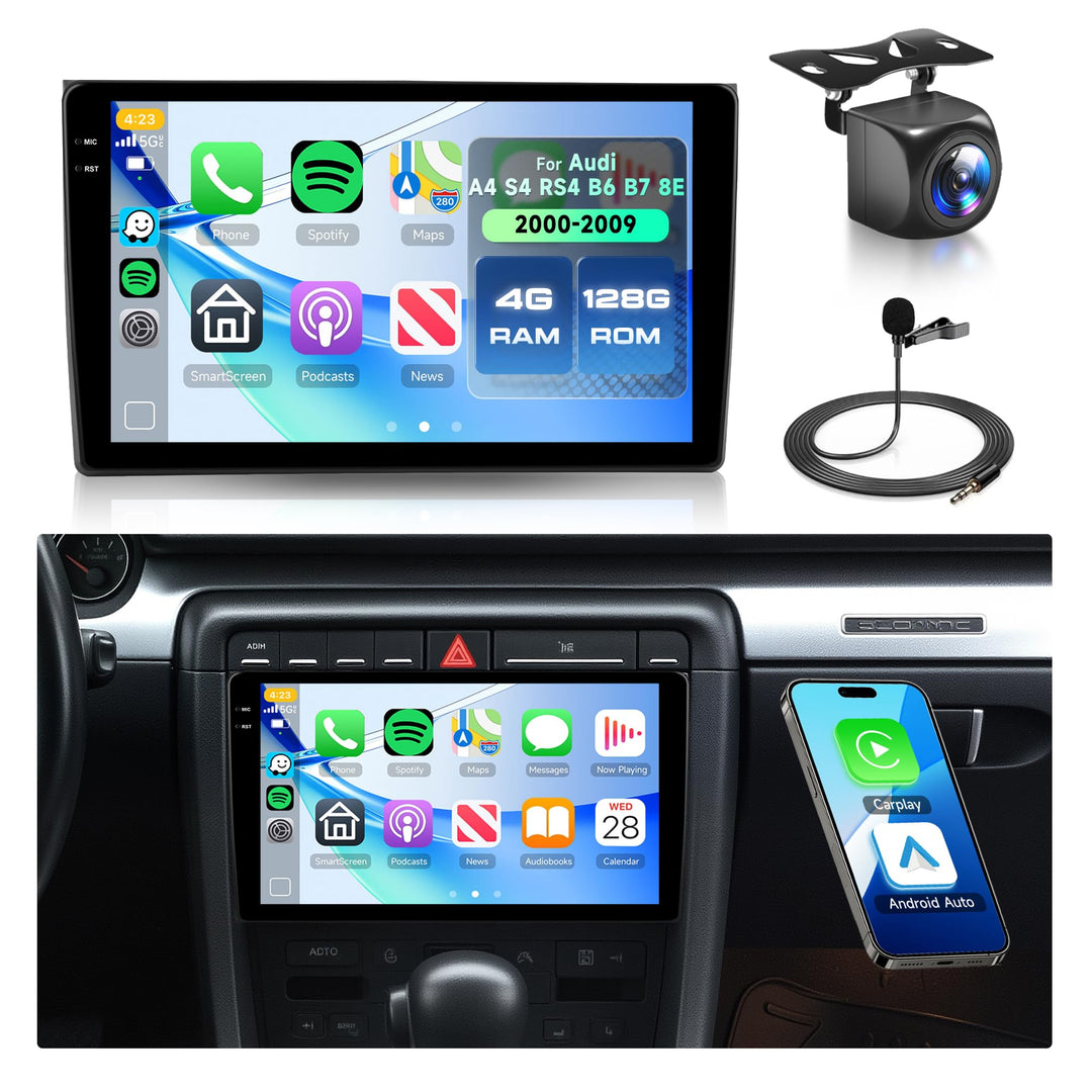 4G+128G Rimoody Android Autoradio für Audi A4 S4 RS4 B6 B7 8E 2000-2009 9" IN-Cell Bildschirm mit Wi