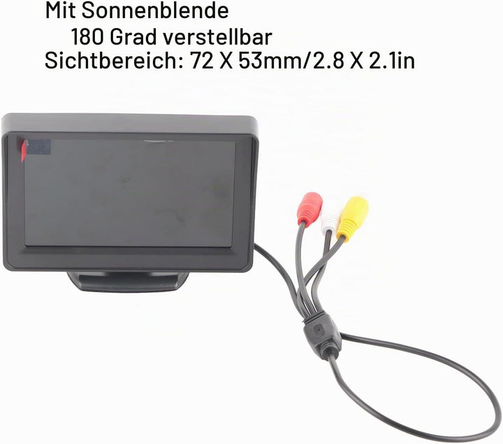 4.3 Zoll ABS Rückfahrkamera Anzeige, 16:9 TFT-Display Mit Sonnenblende, Monitor Rückfahrkamera Bidir