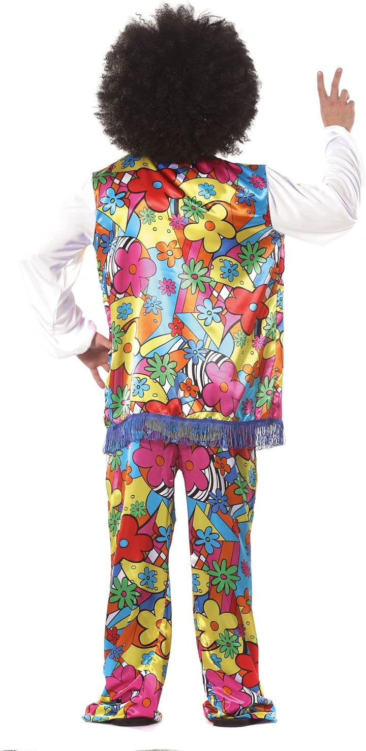 Fiestas Guirca Flower Power Hippie Kostüm Herren Karneval, 70er Jahre Kostüm Herren, Grösse M – 60er