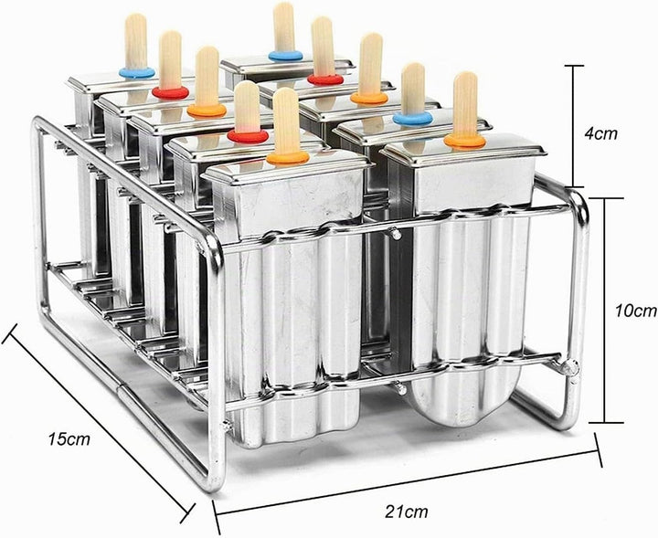 Eisform aus Edelstahl, für gesundes hausgemachtes Eis ideal für Partys drinnen und draussen, 10 Stüc