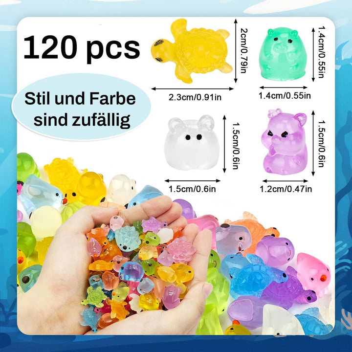 120 Stück Mini Leuchtende Tiere, DIY Micro Landschaft Szenen, Kleine Tierfiguren Winzige Tiere Leuch