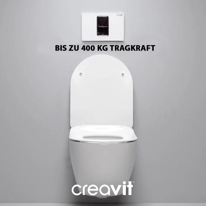 Creavit Dusch-WC Hänge-WC Bidet | Spülrandloses Wand WC mit Soft Close Deckel mit Bidet-Funktion ohn