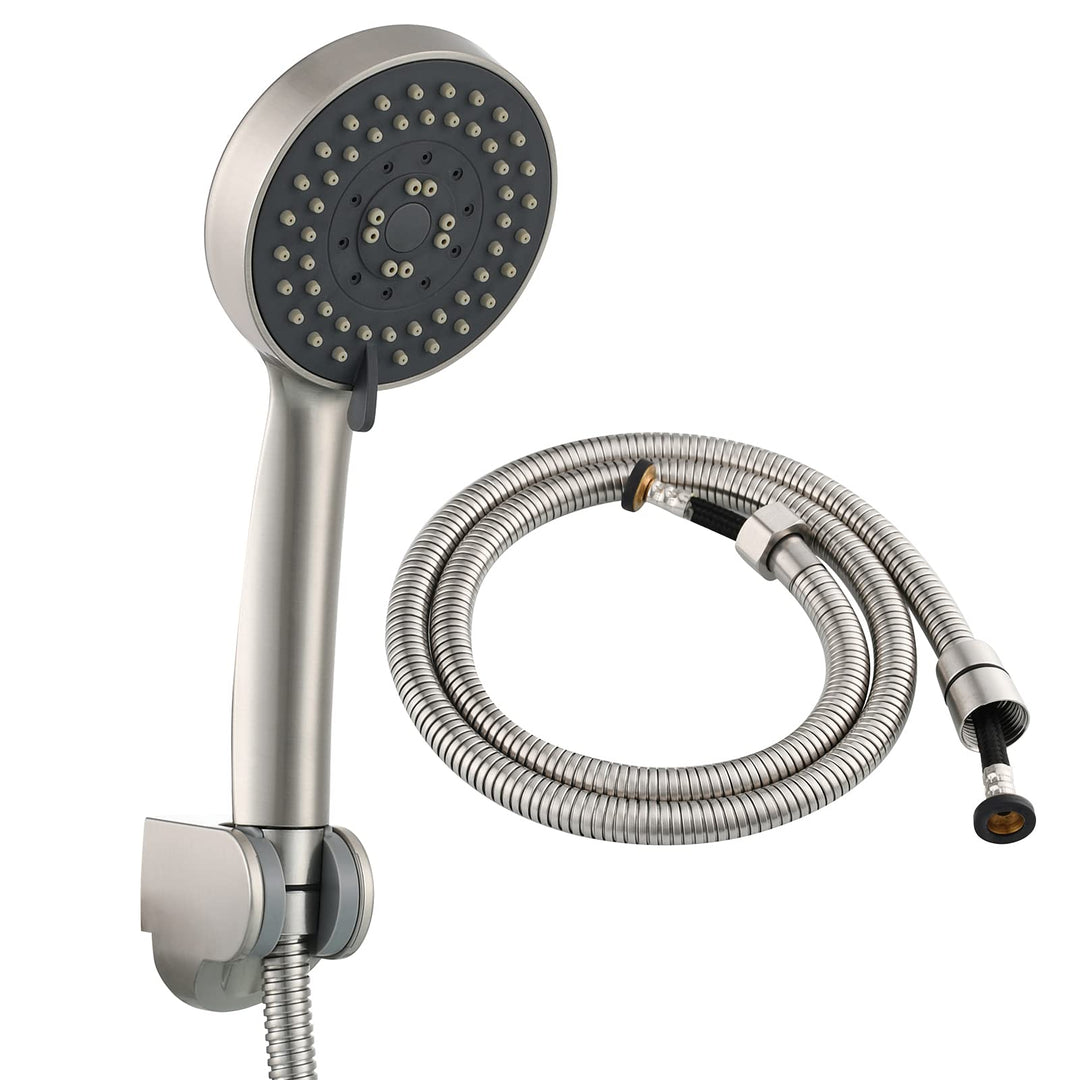 Tecmolog Gebürstetes Nickel Duschkopf Handbrause mit 5 Strahlarten Plastik Wassersparend Duschbrause