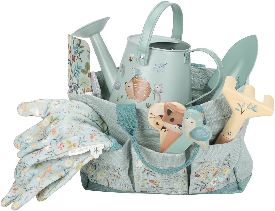 Little Dutch 9114 Gartengeräte Set für Kinder inklusive Tasche 10-teilig - Forest Friends