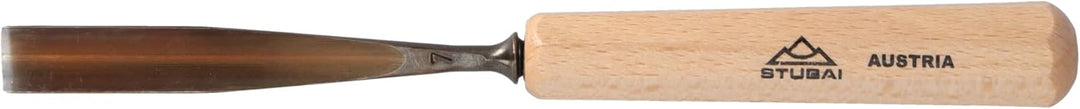 STUBAI Stemmeisen Stechbeitel Serie 52 - Form 7 | Gerades Hohleisen - 14 mm, mit Holzgriff, für Figu