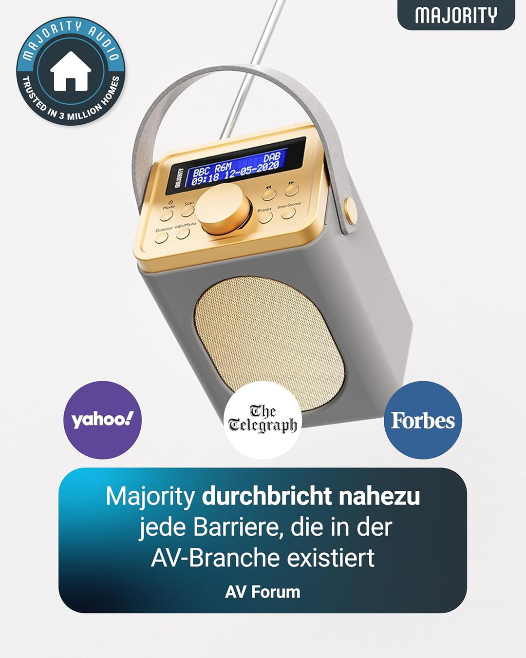 MAJORITY Little Shelford DAB Plus Radio | Küchenradio UKW mit Bluetooth | Radio Batteriebetrieben mi