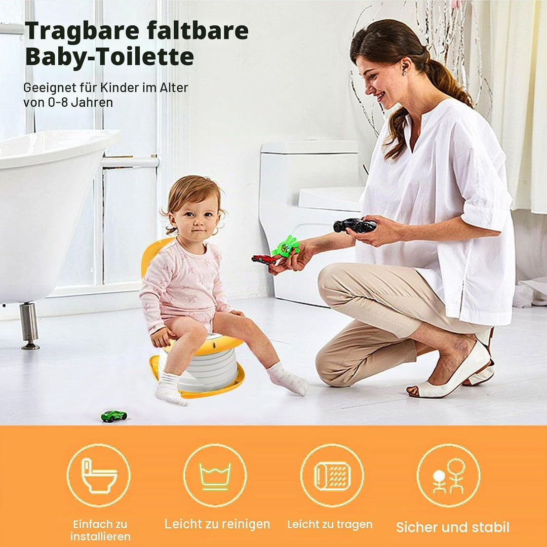 Faltbarer Toilettensitz für Kinder, Reisetöpfchen für Auto, Outdoor & Indoor, Praktisch für Camping