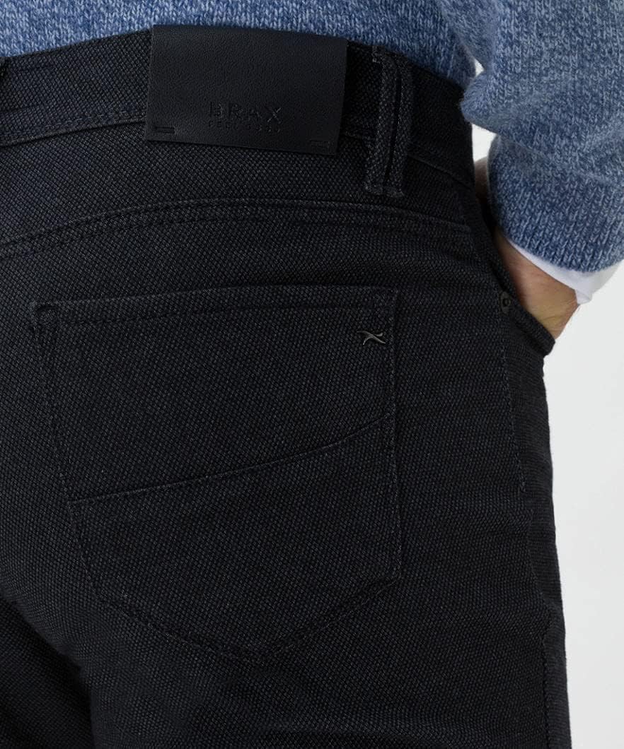 BRAX Herren Jeans Hose Cadiz C Wolloptik Twillstretch Darkblue Kariert 32W / 30L Blau Blau (Ozean 23
