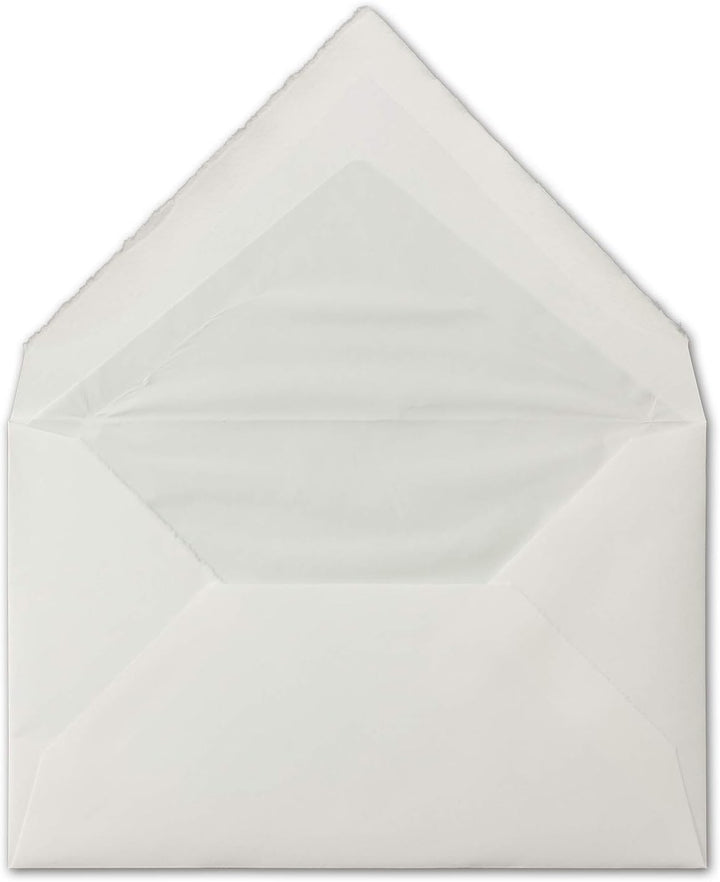 50 Sets Vintage Einzel-Karten &amp; Brief-Umschläge, ca. B6, Büttenpapier, 11,3 x 17,5 cm, Natur-Weiss -