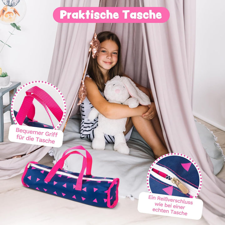 Kinderplay Puppenbett | Puppen Bett Spielzeug - Puppenreisebett für Baby Born | Baby Annabell Puppen