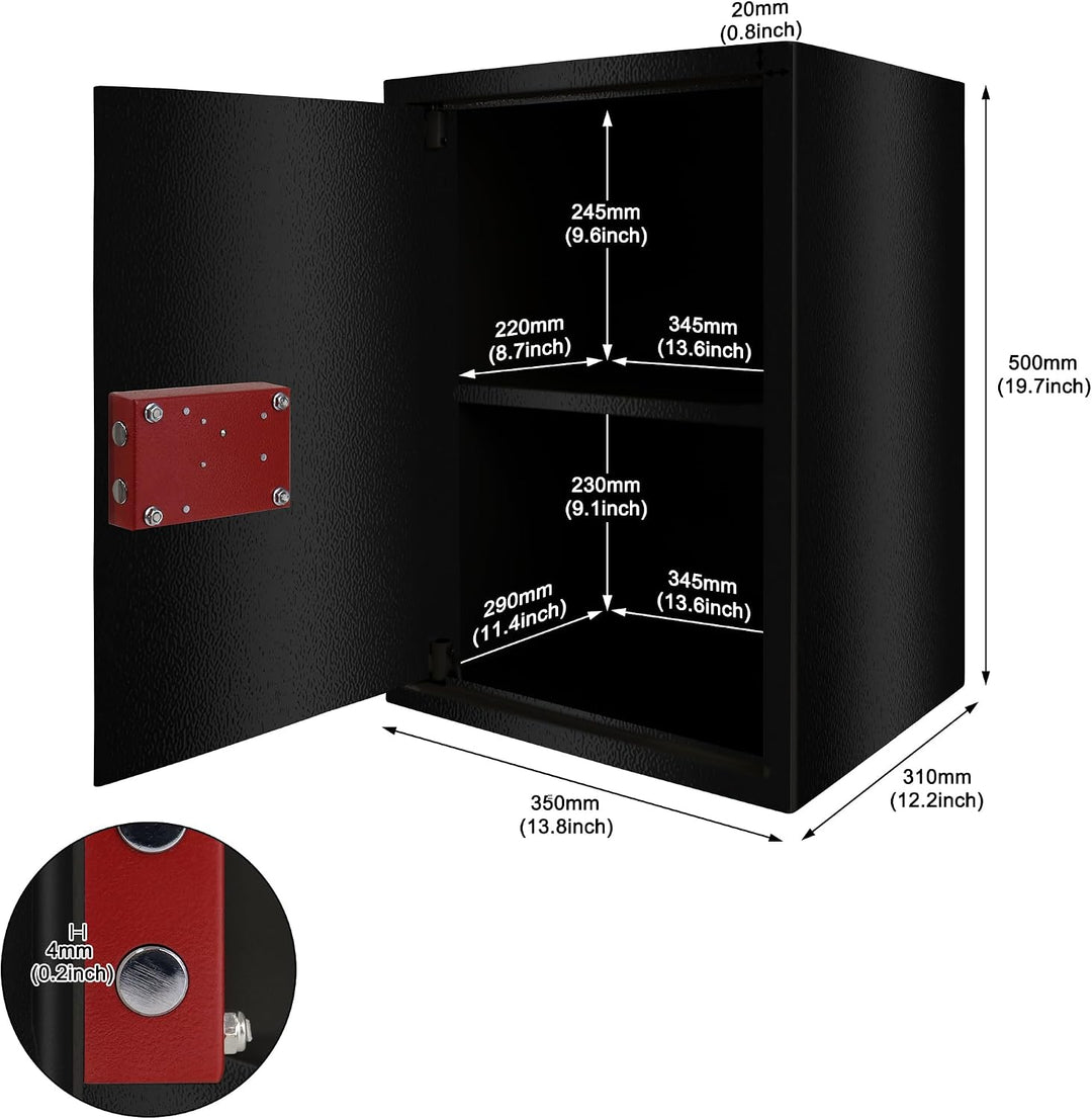 Tresor Safe Möbeltresor Feuerfest &amp; Wasserdicht (35x31x50 cm - XL) mit 2 Schlüsseln Geldschrank für