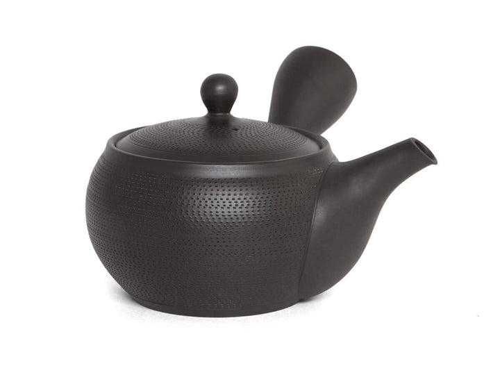 NAOKI TAKEMOTO - Japanische Tee-Kanne Tsuba Maruba. Schwarz, Tokoname Ton, Handmade auf der Töpfer-S