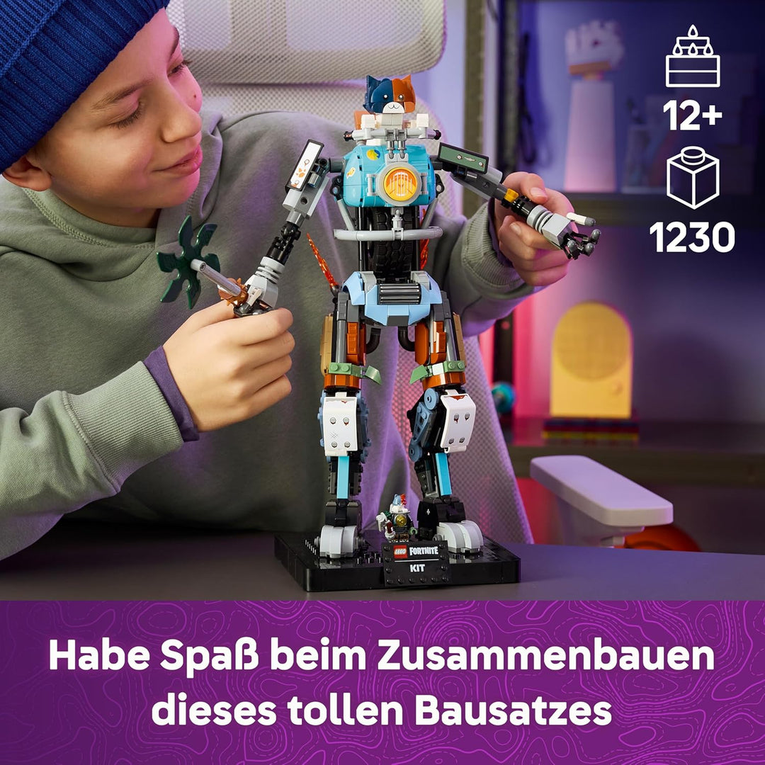 LEGO Fortnite KIT - Interaktive Figur mit Power Klaue Spitzhacke und drehendem Rad - Zimmerdeko für