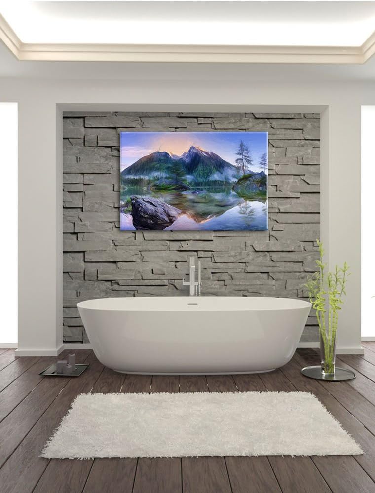 Pixxprint Sonnenaufgang am Hintersee als Leinwandbild/Grösse: 100x70 / Wandbild/Kunstdruck/fertig be