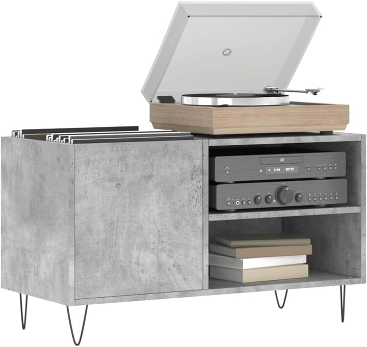 Rantry CD-Schrank, Holztechnik, Grau, Beton, 85 x 38 x 48 cm, CD-Rack, Standregal, Aufbewahrung, Möb