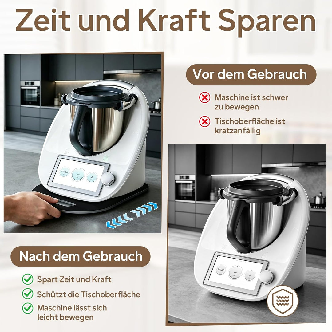 Ohano Gleitbrett für Thermomix TM6/TM5 Leicht Gleitendes,Brett für Thermomix mit Rollen, Acryl Rollb